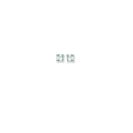 14K Gold 6mm Princess Cut CZ Stud Earring