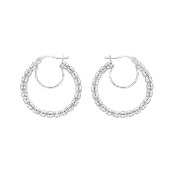 14K Ice Chain Round Hoops