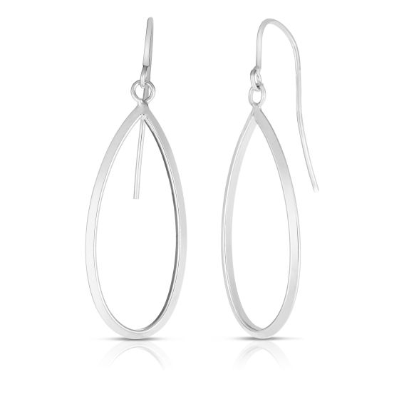14K Gold Graduated Open Oval Dangle Earring
