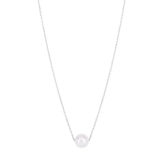 14K Pearl Necklace Solitaire