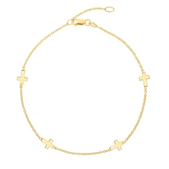 10K Sideways Cross Anklet