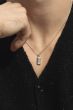 Silver Men's Mini Black Spinel Tag Necklace