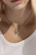 Silver Men's Mini Black Spinel Cross Necklace
