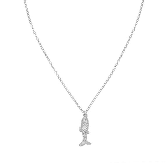 Silver Rolo Chain Fish Pendant