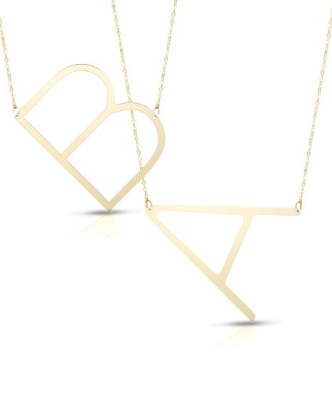 14K Large Angled Initials Series - ALL LETTERS