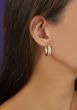 14K Gold Ribbed Oval Hoops