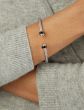 Silver & 18K Onyx Retro Italian Cable Bangle
