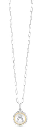 Silver-18K Prosecco Initials Letter A Necklace
