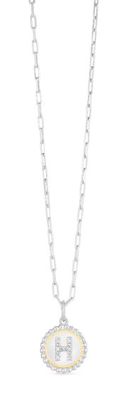 Silver-18K Prosecco Initials Letter H Necklace