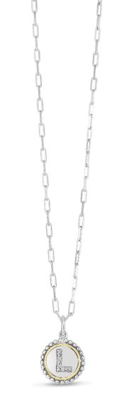 Silver-18K Prosecco Initials Letter L Necklace