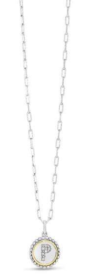 Silver-18K Prosecco Initials Letter P Necklace