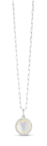 Silver-18K Prosecco Initials Letter Y Necklace
