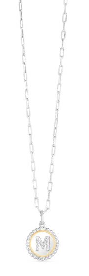 Silver-18K Popcorn Initials Letter M Necklace
