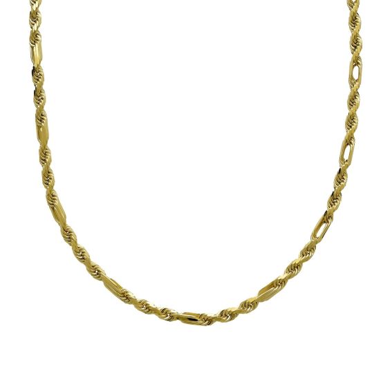 14k Gold 4mm Lite Figaro Chain