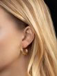 14K Triple Row C Hoop Earrings