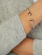 Silver & 18K Garnet Retro Italian Cable Bangle
