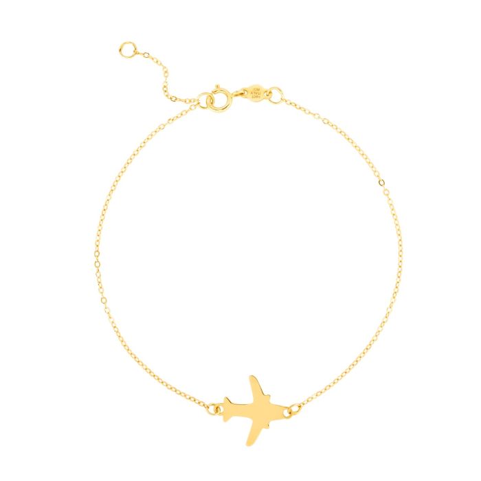 RC11859-07 14K Gold Polished Airplane Bracelet | Royal Chain Group