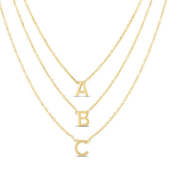 14K Mini Initials Necklace Series - ALL LETTERS