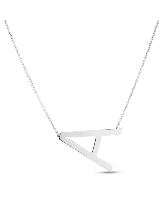 Silver Large Angled Initials Series - ALL LETTERS