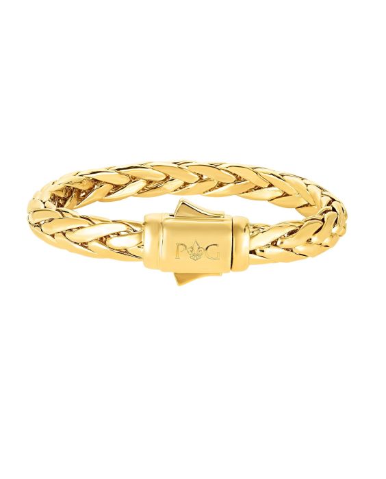 14K Gold Woven Bold Half Round Bracelet