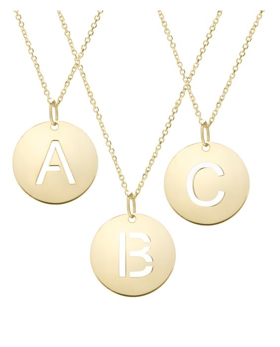 14k Disc Pendant Initial Series - ALL LETTERS