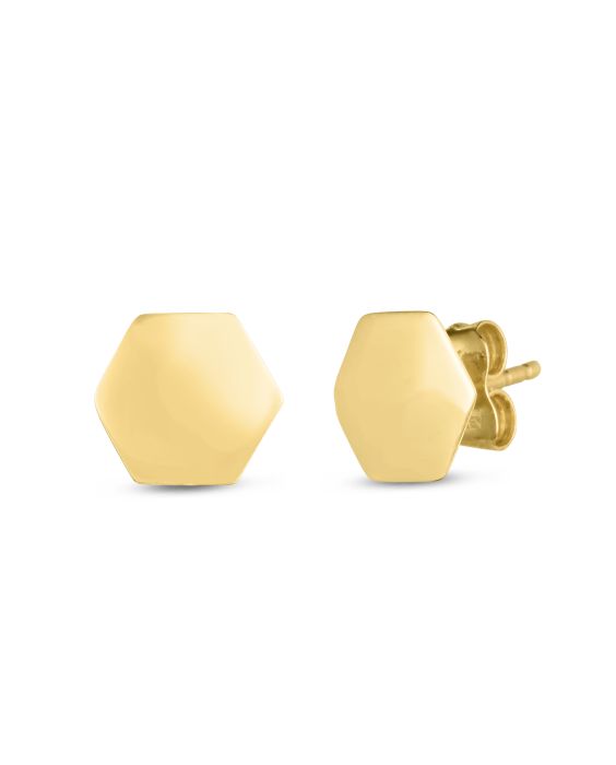 14K Hexagon Stud