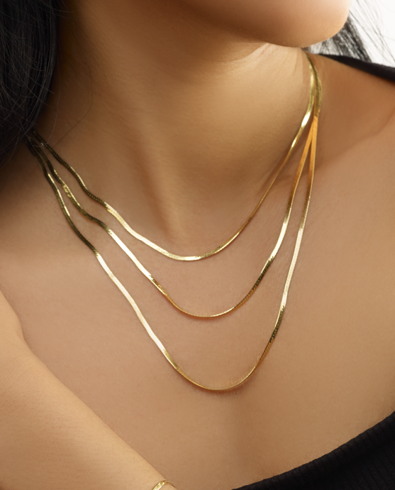 14K Multi-strand Herringbone Necklace