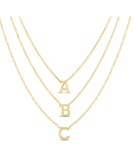 14K Mini Initials Necklace Series - ALL LETTERS