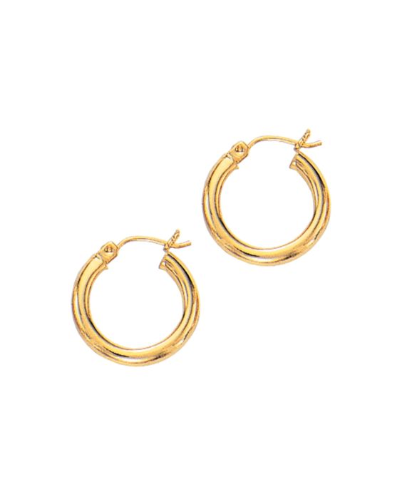 14K Gold 3x15mm Hoops