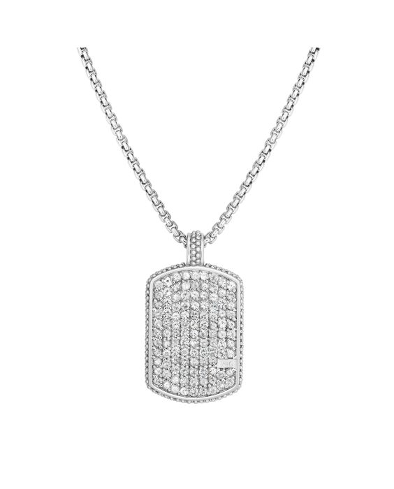 Sterling Silver Sapphire Dog Tag Necklace
