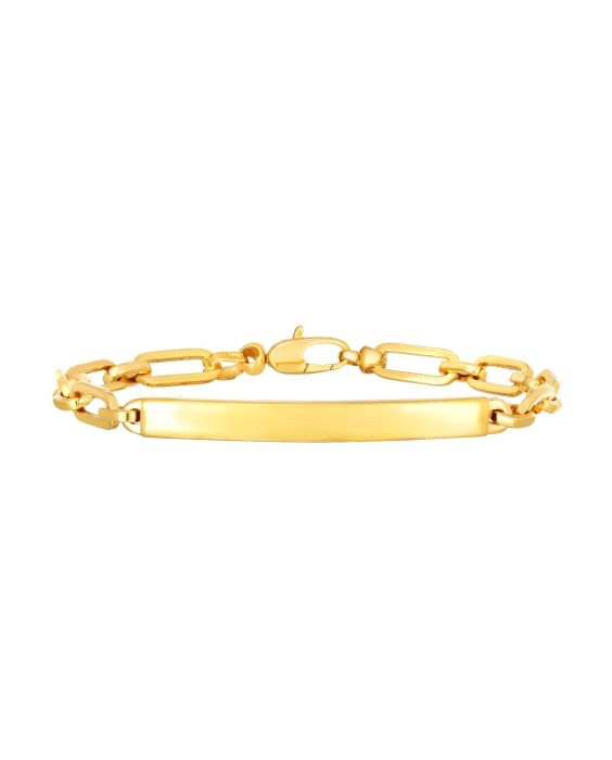 14K Gold Paperclip Chain ID Bracelet