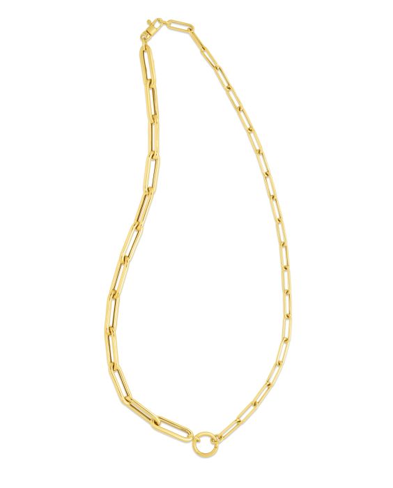 14K Gold Mixed Gauge Paperclip Necklace