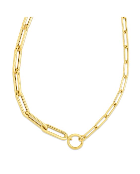 14K Gold Mixed Gauge Paperclip Necklace