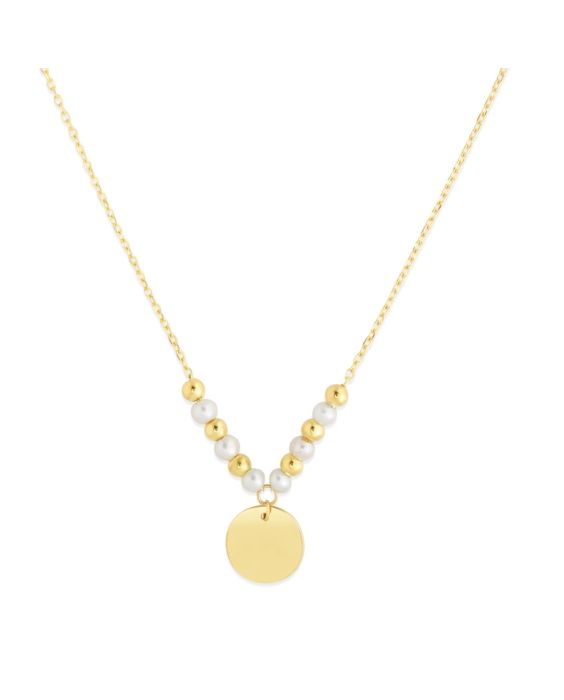 14K Gold & Pearl Pallina Disc Necklace