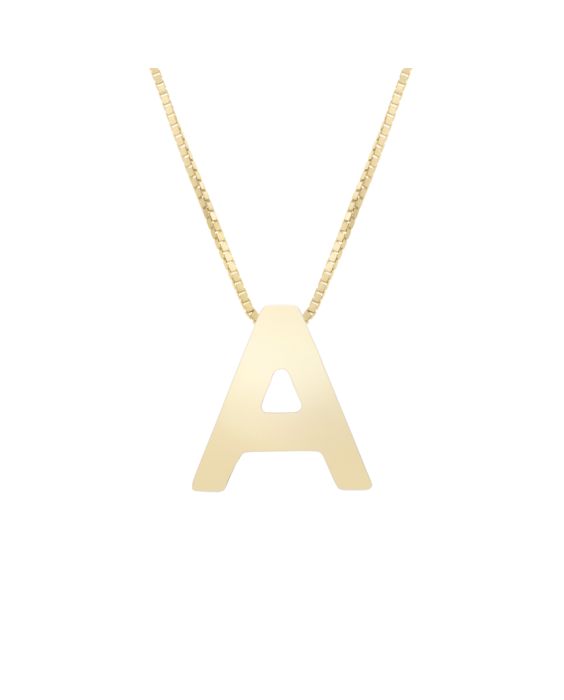 14K Gold Block Letter Initial A Necklace