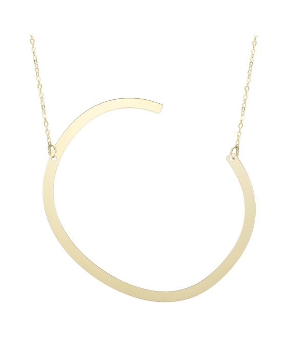 14K Gold Large Initial C Necklace