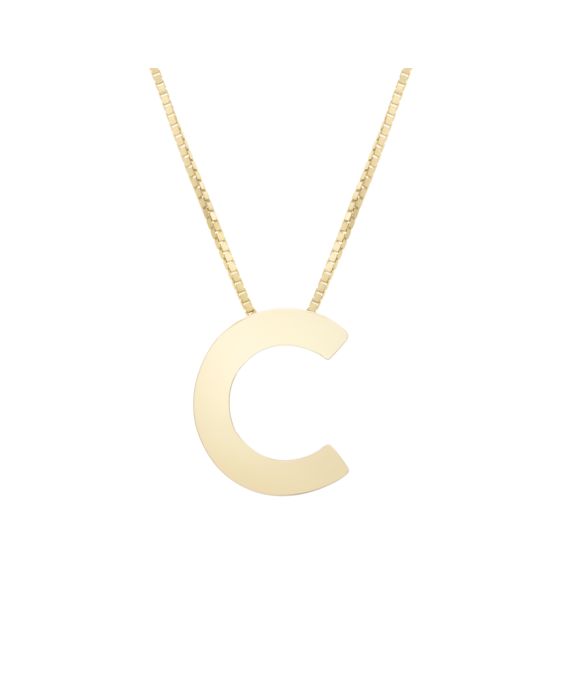 14K Gold Block Letter Initial C Necklace