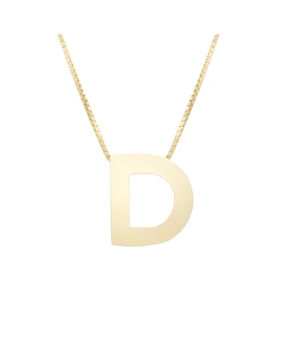14K Gold Block Letter Initial D Necklace