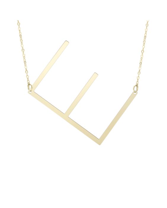 14K Gold Large Initial E Necklace