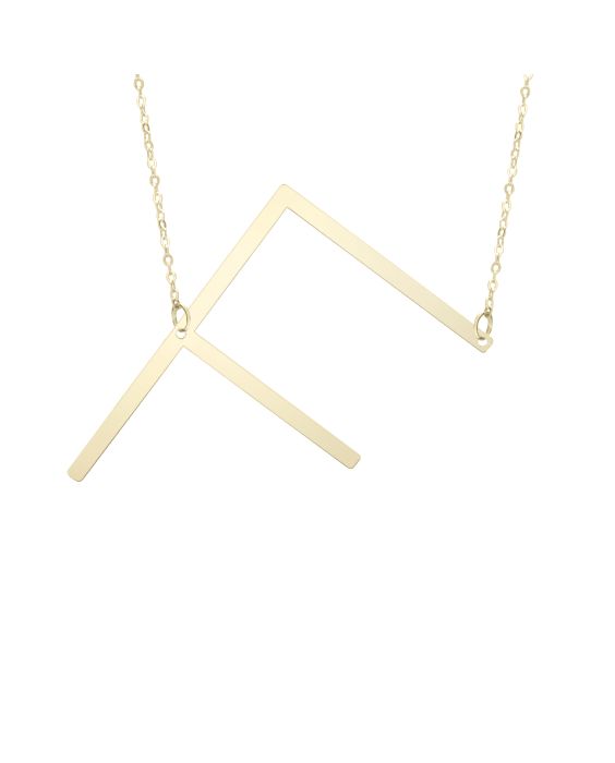 14K Gold Large Initial F Necklace