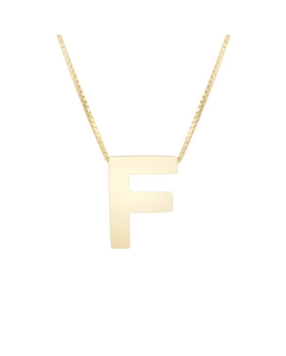 14K Gold Block Letter Initial F Necklace