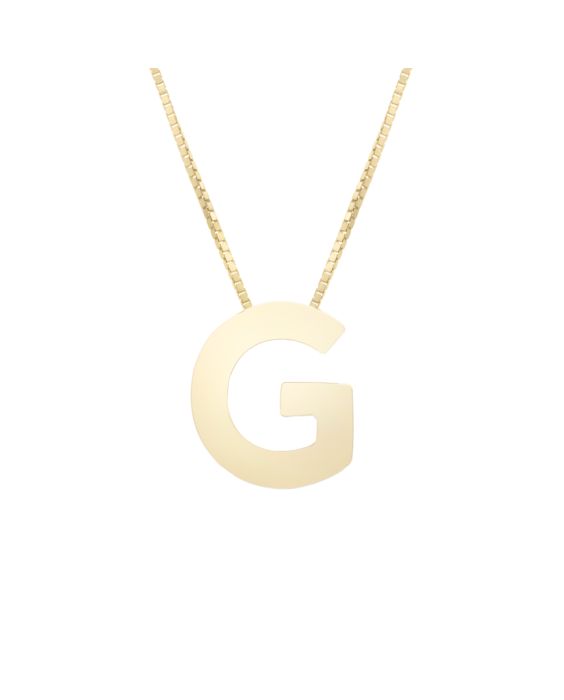 14K Gold Block Letter Initial G Necklace