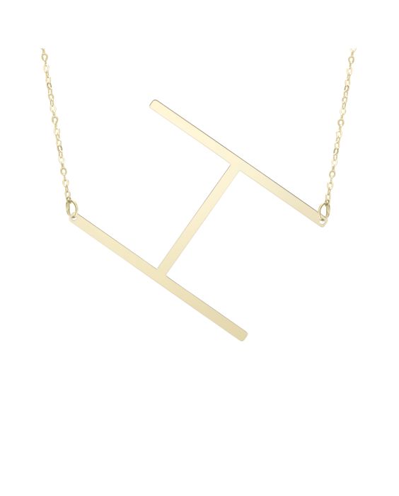 14K Gold Large Initial H Necklace
