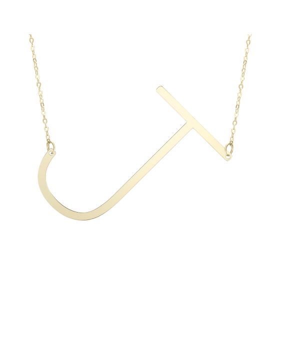 14K Gold Large Initial J Necklace