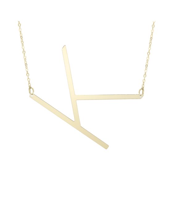 14K Gold Large Initial K Necklace