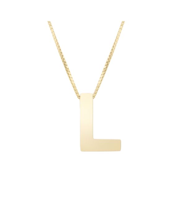 14K Gold Block Letter Initial L Necklace