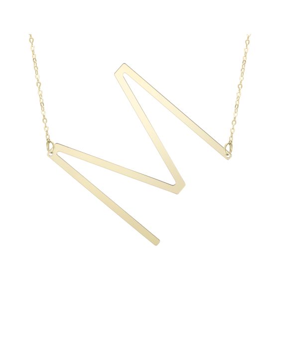 14K Gold Large Initial M Necklace