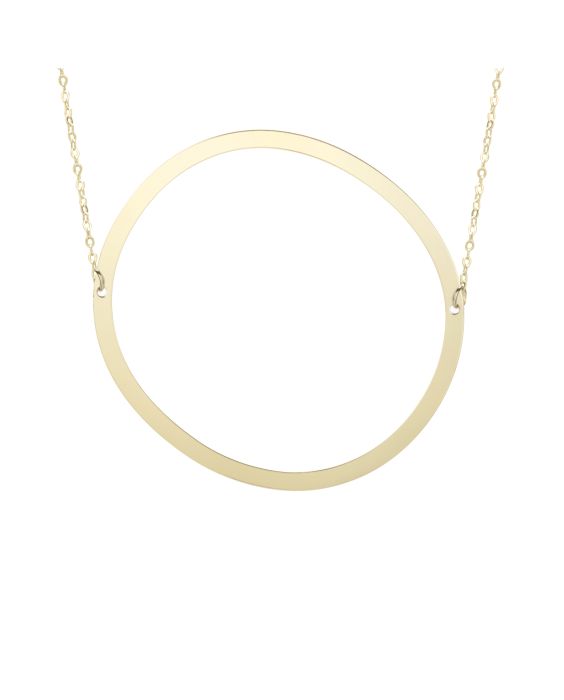 14K Gold Large Initial O Necklace