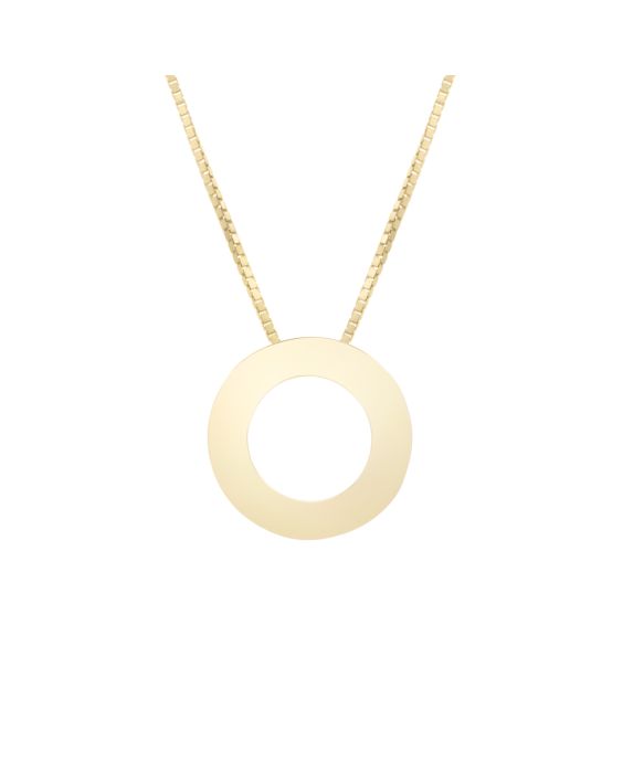 14K Gold Block Letter Initial O Necklace