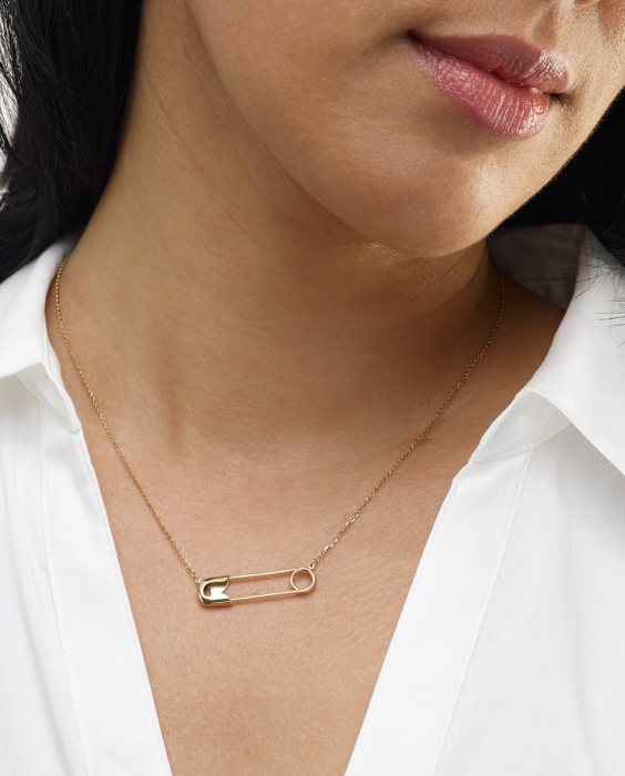 14K Safety Pin Necklace